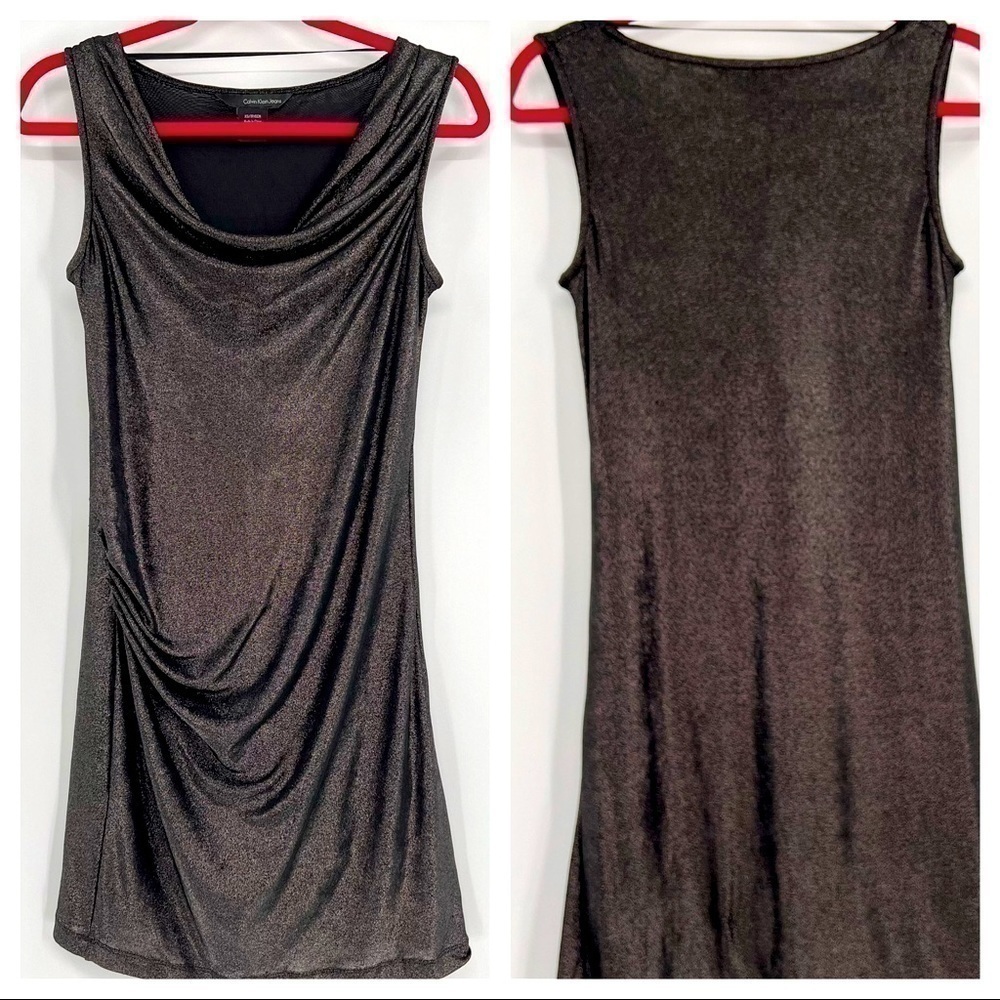 Calvin Klein cowl neck glitter sleeveless dress size XS